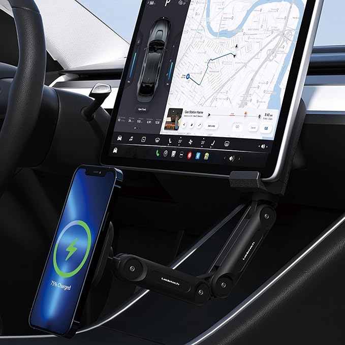 MEHIDFY Magnetic Wireless Car Charger Mount for Tesla Model 3/Y, 15W Fast Charging Magnetic Phone Holder, Strong Magnetic Phone Holder, Compatible with MagSafe Case and iPhone 12/13/14 (2 Arms)