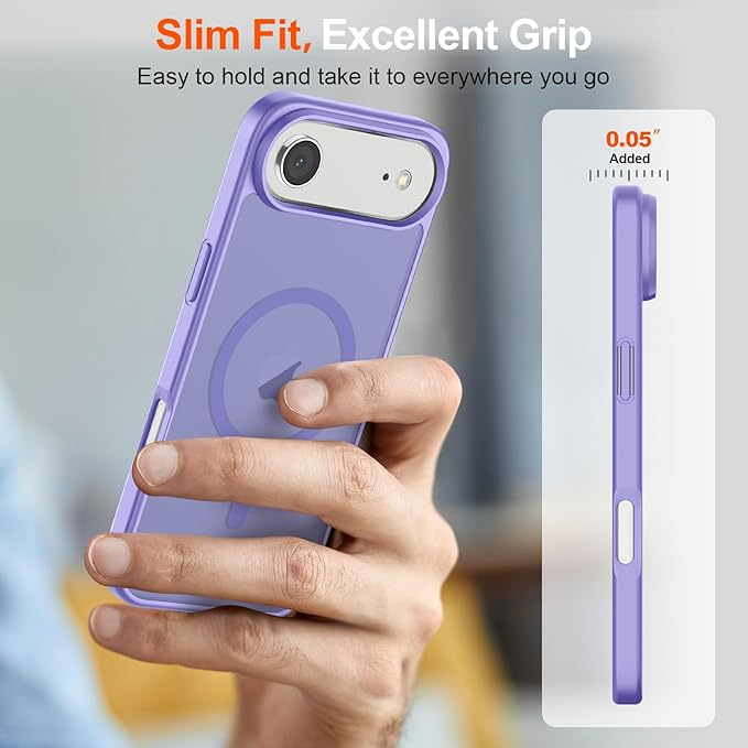 SUPFINE Magnetic for iPhone Air Case (Compatible with MagSafe)(Military Grade Drop Protection) Slim Translucent Matte Shockproof with Anti-Fingerprint Phone Cover for 17 Air,Purple