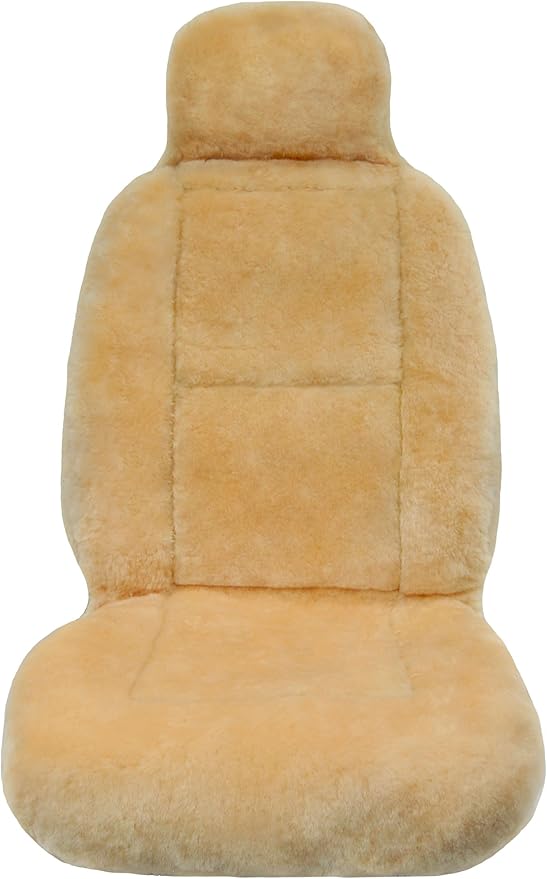 Eurow Australian Merino Sheepskin Car Seat Cover, Plush Universal Fit for Most Vehicles, Summer Cool & Winter Warm, Side Airbag Safe, Easy Installation, 56 x 23 Inches, Single Seat, Beige