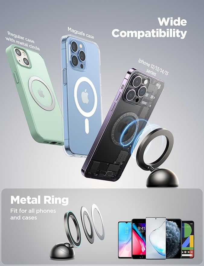 JOYROOM for MagSafe Car Mount, All-Metal Magnetic Phone Holder for Car, [Stronger Magnet] Car Magnet Phone Mount for Dash, Fit for iPhone 16 15 14 13 12