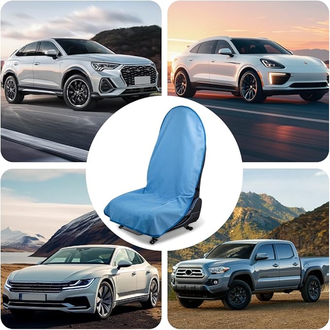 Car Towel Seat Cover, Performance Microfiber Washable Non Slip Vehicle Front Seat Covers, Sweatproof Automotive Interior Chair Protectors, Universal for SUV Automobile Truck (Light Blue)