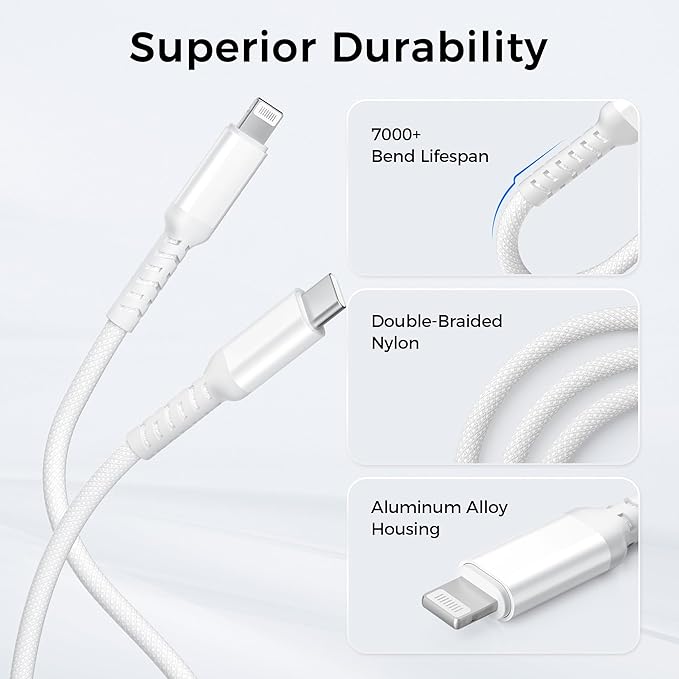 Basesailor Short 1FT USB C to Lightning Charger Cable with USB A Adapter,USB Type C Fast Charging Power Cord for Apple iPhone 14 13 12 11 Mini Pro Max Plus,XS XR X 8 7 6 5 SE,iPad 8 9 8th 9th Gen
