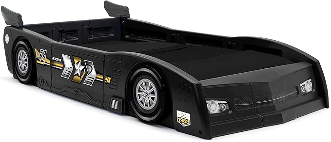 Delta Children Grand Prix Race Car Toddler and Twin Bed, Black