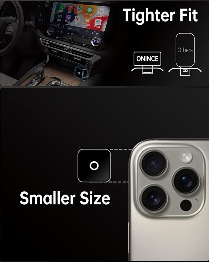 ONINCE Wireless carplay Adapter USB c, Convert Factory Wired CarPlay/Android auto to Wireless, Designed for USB-C Port Cars, Stable Connection