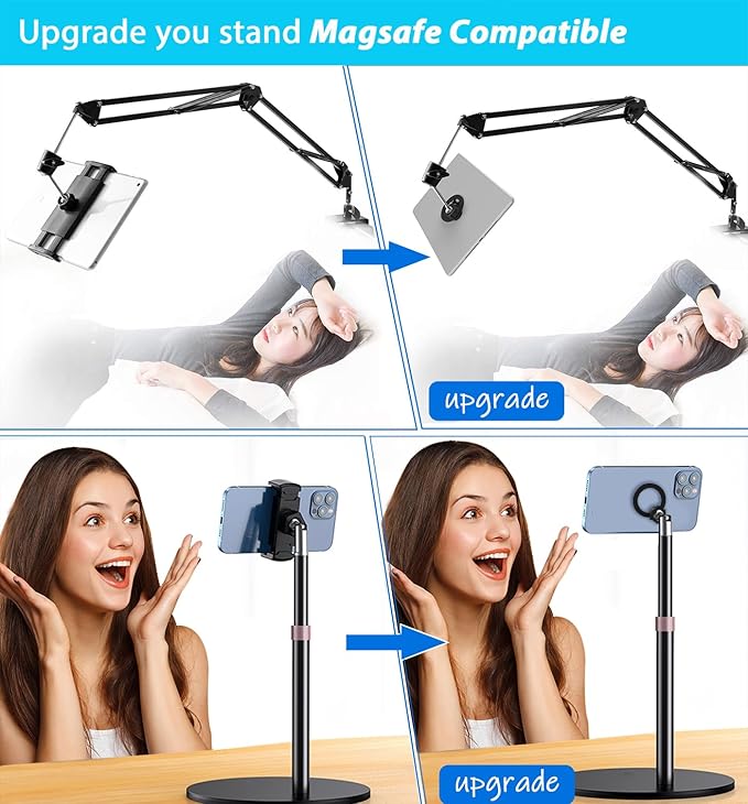 RECO Phone Magnetic Ball Mount Adapter Compatible with MagSafe, 360 Degree Rotate Mout Fit All 17mm/0.67inch Ball Joint Car Phone Holder, Compatible with All Phones