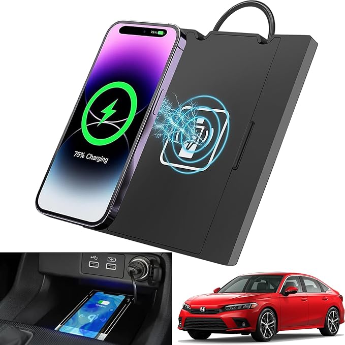 2022-2026 Honda Civic Wireless Charger, 15W Qi Charging Station Pad for Civic Accessory