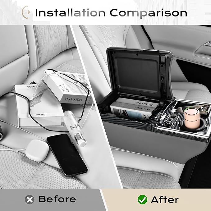 Coverado Center Console, Universal Bench Seat Center Console with Wireless Charging & Cup Holder & 7 Light Modes, Truck Back Seat Car Organizer, Rear Central Car Armrest Box with Storage, Gray