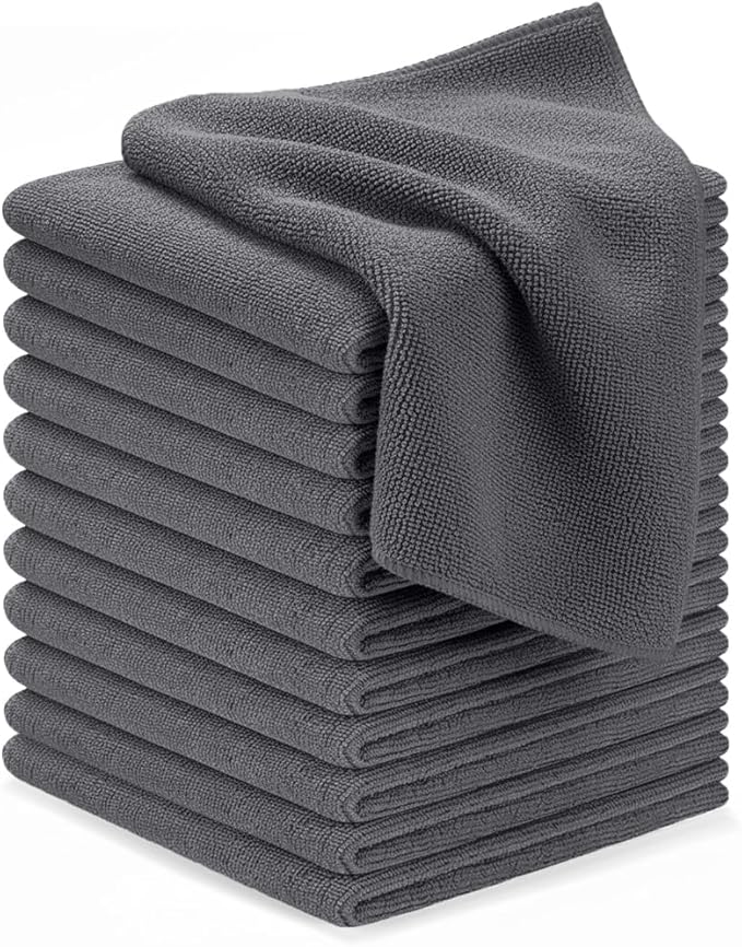 Avalon Towels Microfiber Cleaning Cloths (Value Pack of 12) - Size 12 x 12 Inches, Highly Absorbent Cleaning Rags, Lint Free, Reusable and Washable, Microfiber Towels for Cars