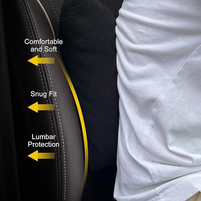 Graphene Lumbar Support Pillow for Car Driving Seat Relax Soft Lower Back Support Cushion for Sofa & Gaming Chair, Comfortable Couch Cushion with Machine Washable Cover(Black 2-Pack)