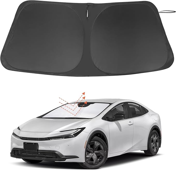 Windshield Sun Shade Custom Fit for 2023 2024 2025 2026 Toyota Prius Accessories Foldable Sunshade Sun Blocker Protect Car from Sun Rays & Heat Damage Keep Car Cooler