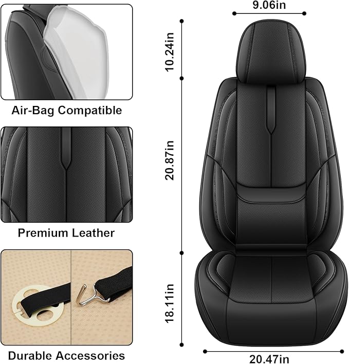 Fit for 98% of Mercedes Benz Car Seat Covers, Premium Nappa Leather Seat Cover, Fully Wrapped Protect Modern Style Seat Cover (2-Seat Standard, Classic Black)