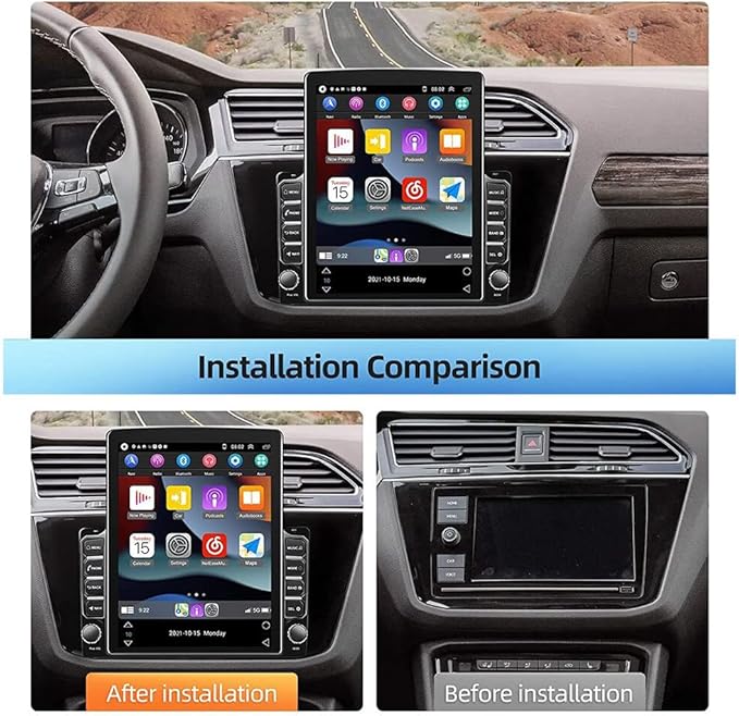 2+64G Android 15 Car Stereo Radio for Ford F150 2004 2005 2006 2007 2008 9.7" Touch Screen Car Radio Multimedia Player w/Wireless Carplay & Android GPS Bluetooth WiFi FM RDS DSP SWC Backup Camera