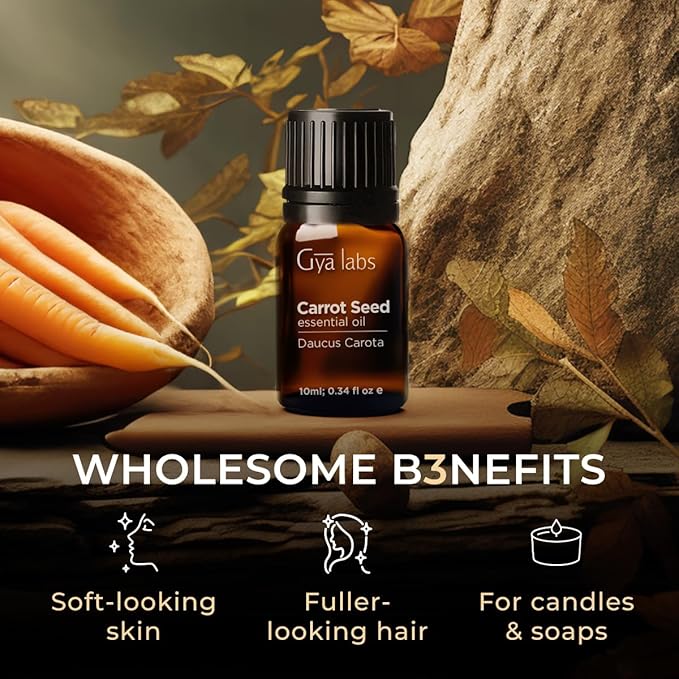 100% Pure Carrot Seed Essential Oil - 0.34 Fl Oz - Carrot Seed Oil for Hair, Skin, Diffuser, Aromatherapy & DIY Candle Making Scent