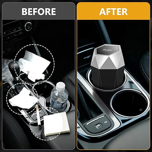 Car Trash Can with Lid - 2-Pack, Interior Accessories for Vehicles, Leakproof Garbage Can with 30 Detachable Trash Bags, Multipurpose Organizers and Storage Solutions for Home and Office