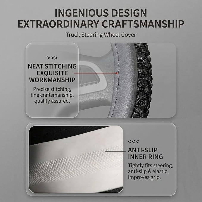 Size 16-20 Inch Ice Silk Ventilation Multi-Style Comfy Grip Steering Wheel Cover for Truck, Bus, Big Rig Trucker,SUV， Anti-Slip Design 16-20 Inch (Black, 17)