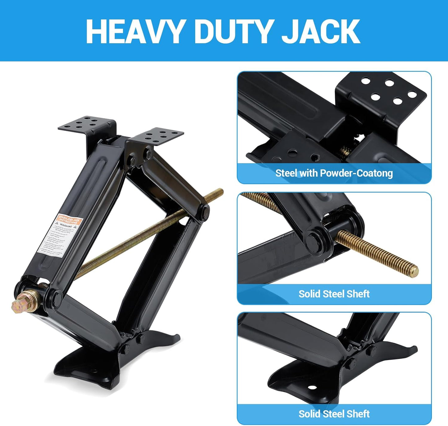 Garvee 24" RV Scissor Jack - 7500lb Heavy Duty Leveling Stabilizer with Crank Handle, Stable Base, 4"-24" Adjustable Height, Powder Coated Steel for Travel Trailers, RVs & Campers - 2 Pack