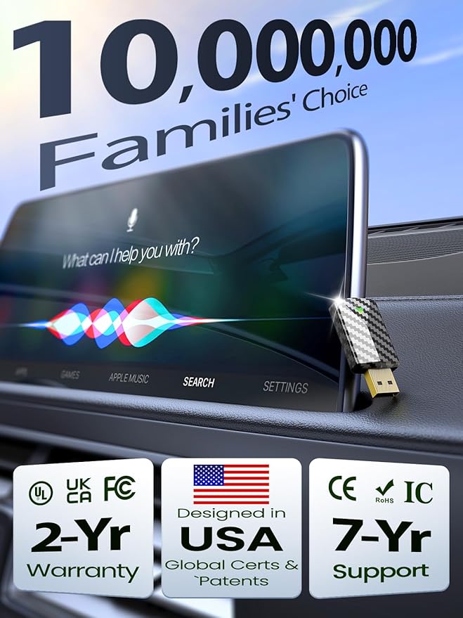 Mini Wireless CarPlay Adapter for iPhone & Android Auto (2026 Upgrade), No Delay, Fast & Stable Connection, Plug & Play, Converts Wired to Wireless Carplay Dongle for 2016+ Cars, USB-A/Type-C Port
