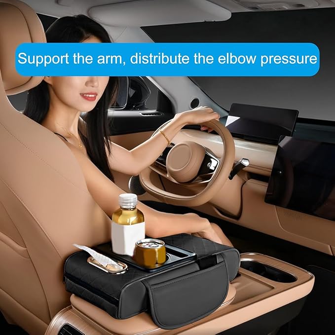 Car Armrest Cushion for Honda Civic 2012 2013 2014 2015, Leather Arm Rest Cover Center Console Armrest Pillow Armrest Storage Box Pad Multifunctional Accessories Interior Organizers