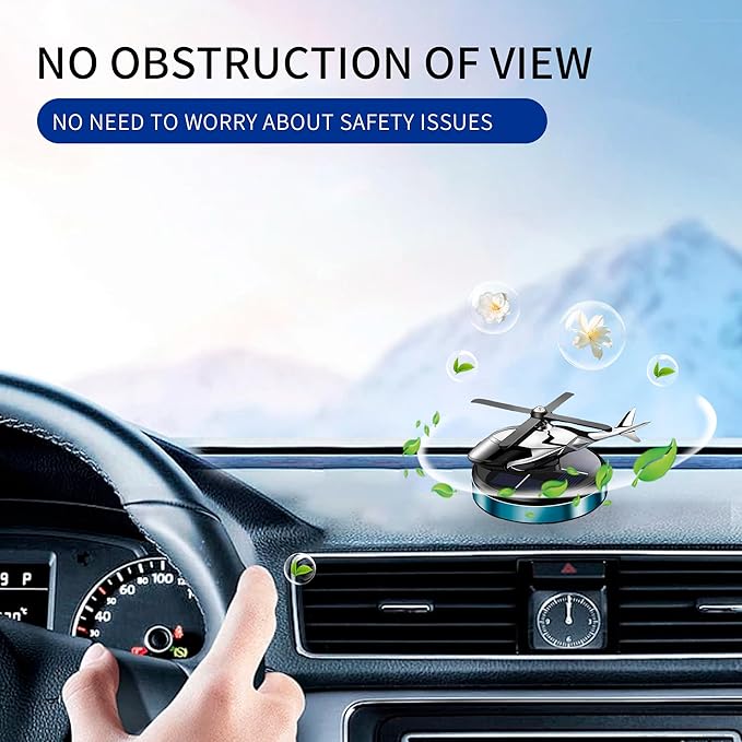 Car Air Freshener, Helicopter Solar Energy Rotating Aromatherapy Al Alloy Diffuser,Long-Lasting Fragrance, Interior Decoration Accessories Diffuser for Car and Home（Blue）