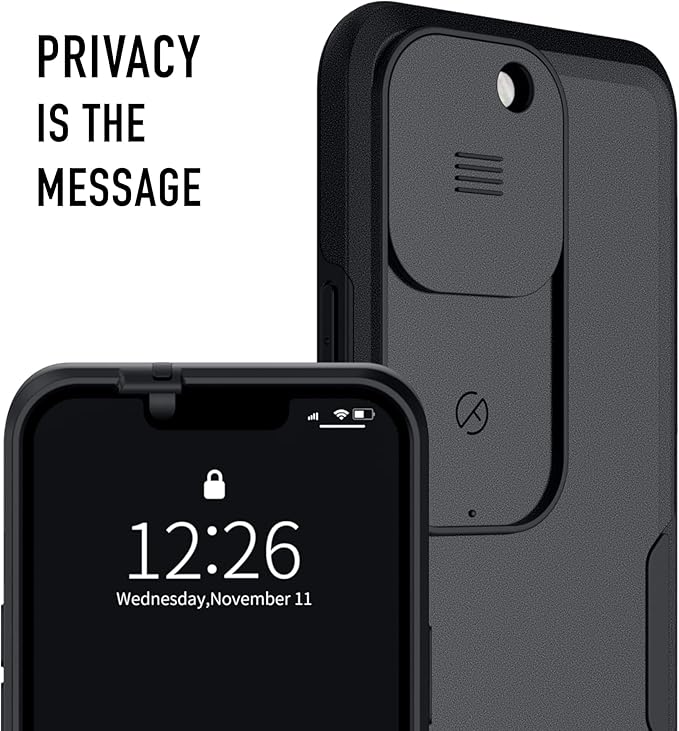 Spy-Fy iPhone 13 Pro Max Case with Camera Covers Front and Rear | Protect Your iPhone and Privacy | 6-Foot Drop Proof | 6,7 Inch | Camera Protection by Valenta Black