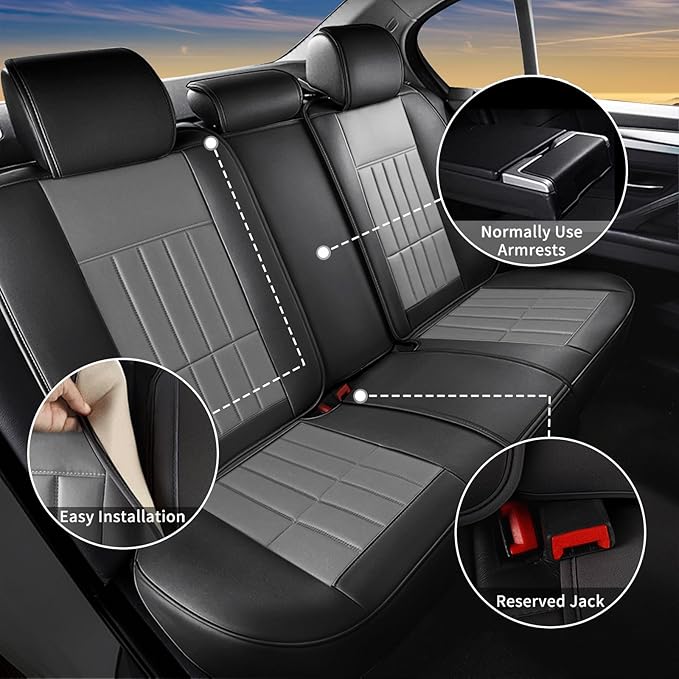 Car Seat Covers Fit for Kia Sorento 2007-2023 2024 2025: Full Set Waterproof Leather Vehicle Seat Cushion Luxury Automotive Protector Easy to Install(5 Seats, Black&Grey)