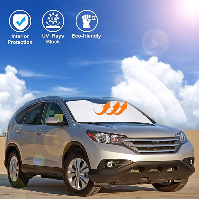 Windshield Sun Shade Custom Fit for 2012 2013 2014 2015 2016 Honda CR-V CRV Accessories Foldable Sunshade Sun Blocker Protect Car from Sun Rays & Heat Damage Keep Car Cooler