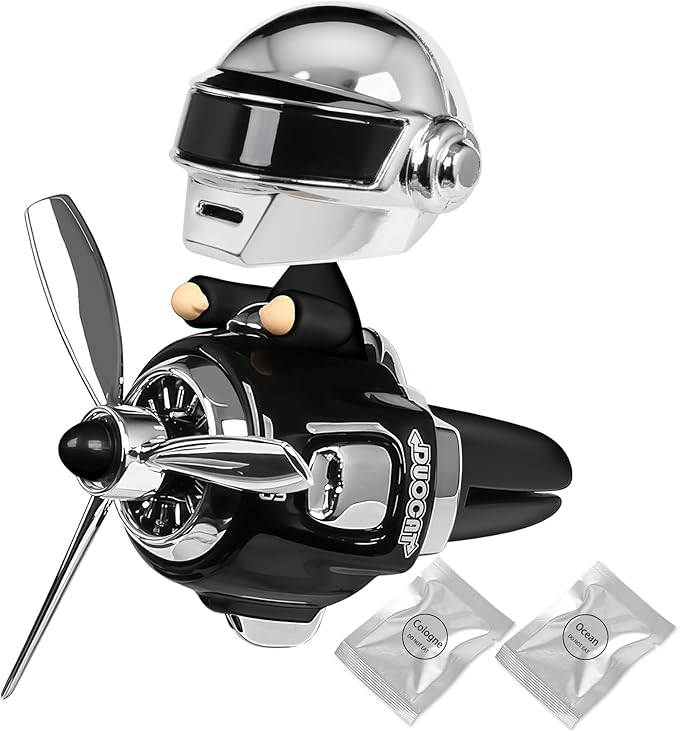 Bear Pilot Car Fresheners Vent Clip Cute Teddy New Car Scent Automotive Air Fresheners Cartoon Air Outlet Aromatherapy Ornament Valentine's Gifts for Him Her Friends, Families (Silver)