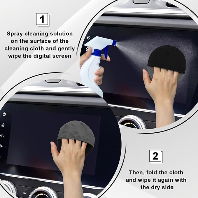 Car Screen Cleaner, 4.21''×4.21'' Microfiber Dashboard Wipes, Round Microfiber Cloth, Car Display Wipes,Vehicle Screen Cleaner Tool Universal for Car Dashboard Car Display Car Interior Tools (Black)