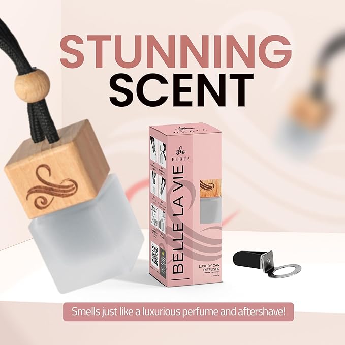 Inspired by Lua V.ezt Bell Car Air Freshener for Women | Long Lasting Luxury Diffuser | Automotive Scent Perfume | Vent Clip Air Freshener | Odor Eliminator Technology | Ladies Car Diffuser Scents 8ML