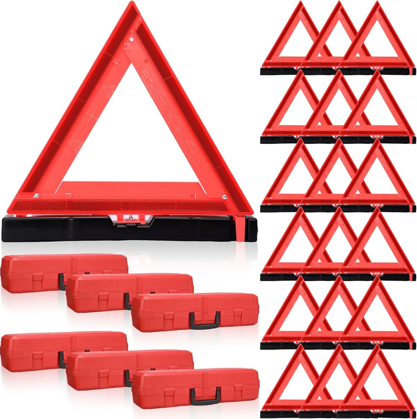 Kanayu Warning Triangle DOT Approved Foldable Emergency Safety Triangles Reflective Road Safety Triangle with Carrying Case Heavy Base Roadside Safety Warning Sign for Car Truck(12 Pcs)
