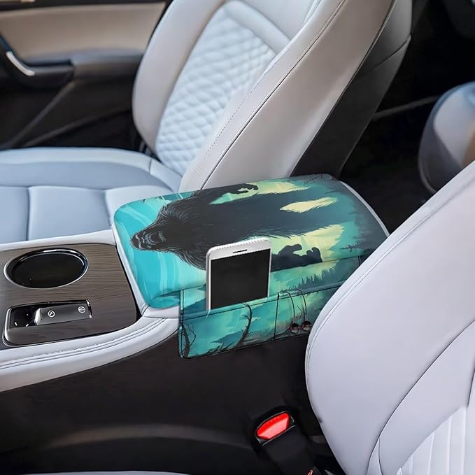 Arm Rest Cover for Car Center Console Cover, Bigfoot Print Easy Install Car Accessories Armrest Protector Center Console Cushion Pad Universal for SUV Truck Van Sedan