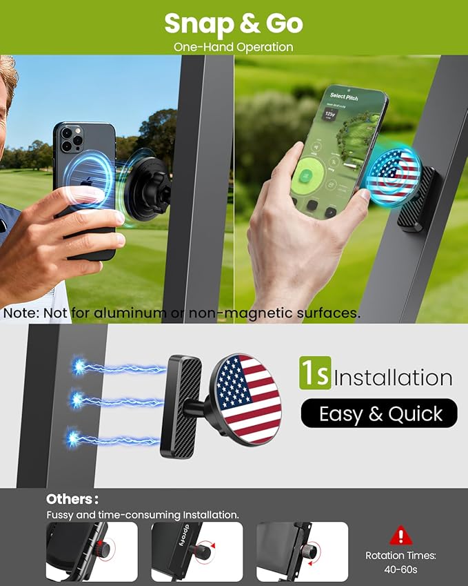 Magnetic Golf Cart Phone Holder, Golf Accessories Gifts for Men Dad Husband Unique, 360° Rotation US Flag Phone Mount for Golf Cart, Birthday Golf Gifts for Men Him Boyfriend, 2026 Golfers Must Haves