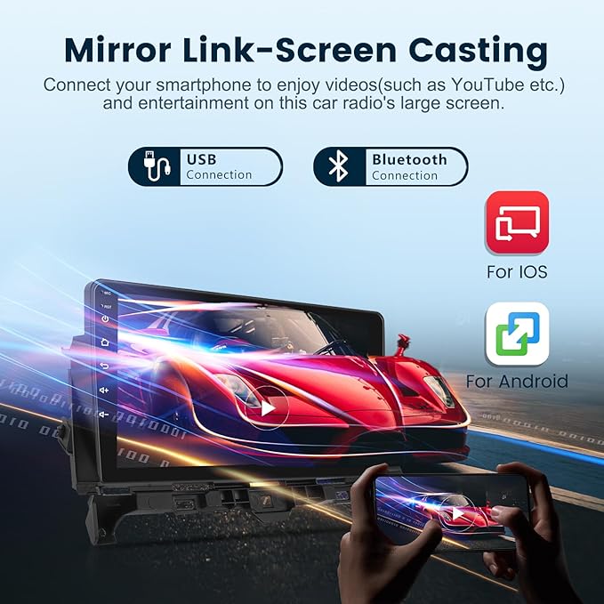 2G+64G Car Stereo Radio for Honda Accord 8th 2008-2013 with Wireless Carplay Android Auto, 10.1 inch Touch Screen Head Unit, Android 13/HiFi Audio/GPS Navi/WiFi/Bluetooth/SWC/HD Backup Camera