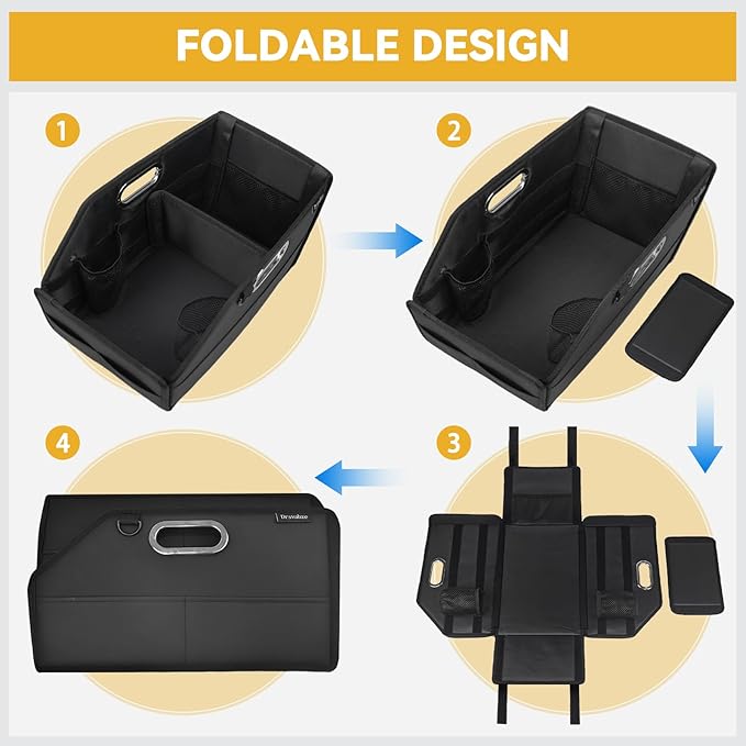 Car Seat Organizer for Back Seats&Front-Foldable PU Leather Storage with Adjustable Dividers,2 Cup Holders&7 Mesh Pockets-Detachable Design with Metal Handles for Kids Travel,Toys,Snacks