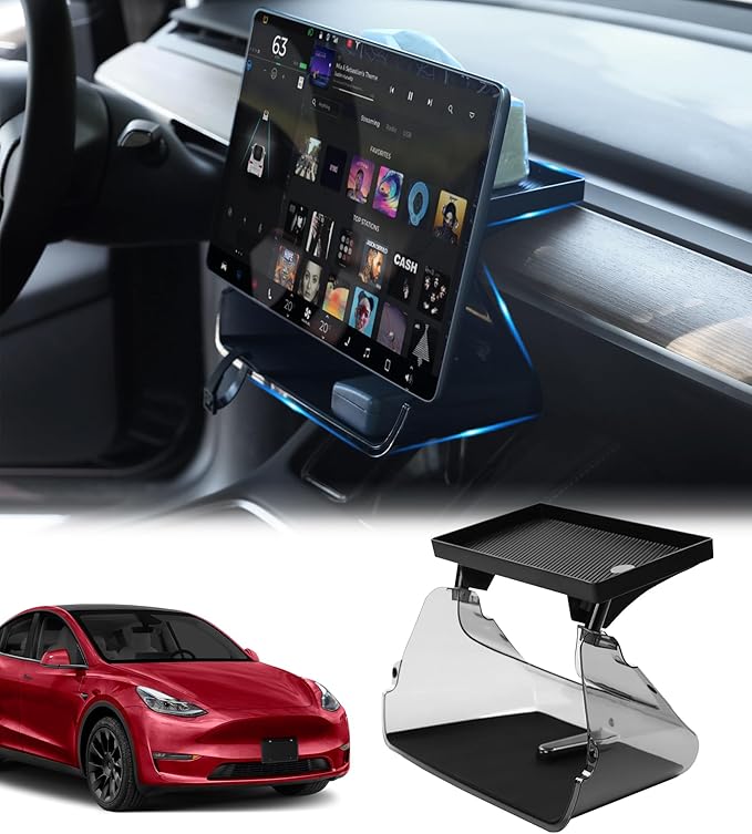 PM Auto Under Screen Storage Center Screen Tray for 2020-2025 Tesla Model Y, Center Console Organizer Tray, Model Y Accessories,Black