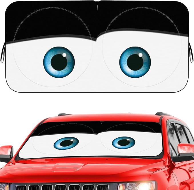 eygeufg Windshield Shade, Car Sun Shade for Front Windshield（Eyes-Black，Large）
