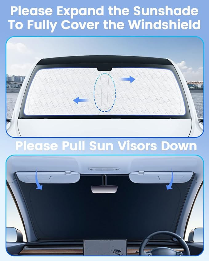 KUST Windshield Shade Custom Fit for Nissan Frontier 2022 2023 2024 2025 2026 Car Accessories Sun Shade Front Windshield Sun Visor Foldable Thicker 5-Layer Block Sun UV Rays