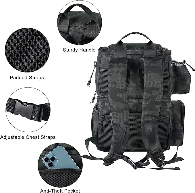 MATEIN Fishing Backpack, Water Resistant Tackle Storage Bag with Rod Holders & Cooler, Fishing Gifts for Men