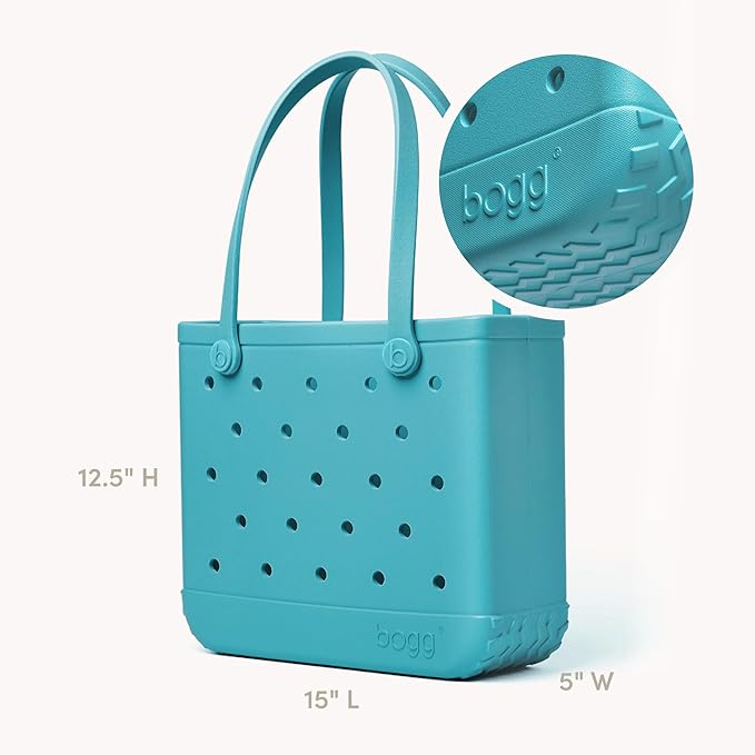 BOGG BAG Medium Tote – 15” x 12.5” x 5” – Durable, Washable, Tip-proof – Beach, Pool, Boat, Work, Sports (Turquoise and Caicos)