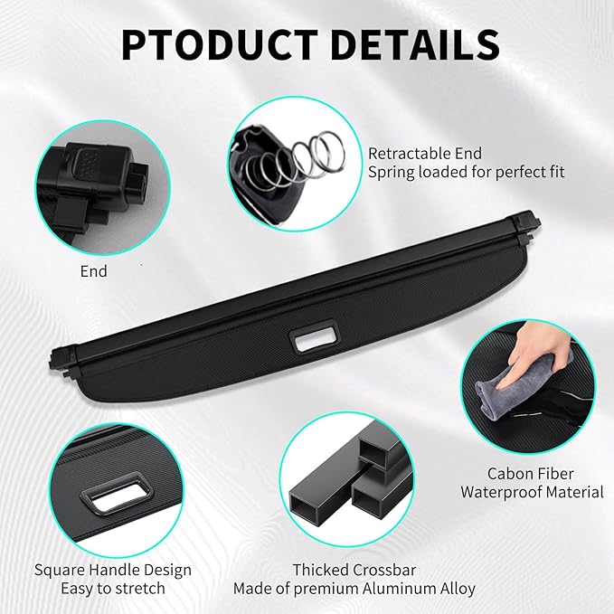 Tecoom Retractable Cargo Cover fit for Blazer EV 2024 Accessories, Rear Car Trunk Covers fit for 2024 Blazer EV, Anti-Peeping Security Shade Carbon Fiber Luggage Privacy Screen