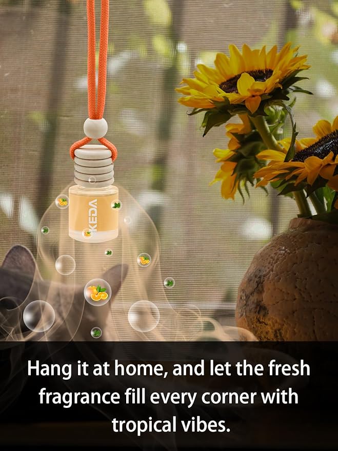 Ikeda Car Air Freshener: Hanging Car Smell Air Freshener | 10ml Hanging Car Perfume | Long Lasting Fragrance | Strong Scents Diffuser for Auto Home (Orange|Circular)