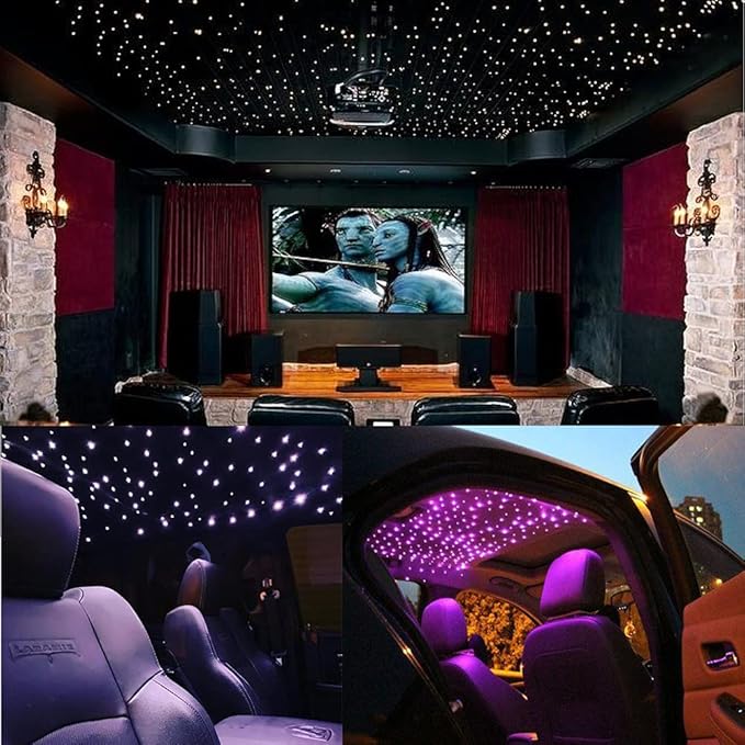 AKEPO 16W RGBW APP+Twinkle+Music Activated Fiber Optic Lights Car Home Star Ceiling Light Kit, RGBW LED Light Engine + Optical Fiber Cable 335pcs 13.1ft/4m (0.75+1.0+1.5mm) + 28key Remote
