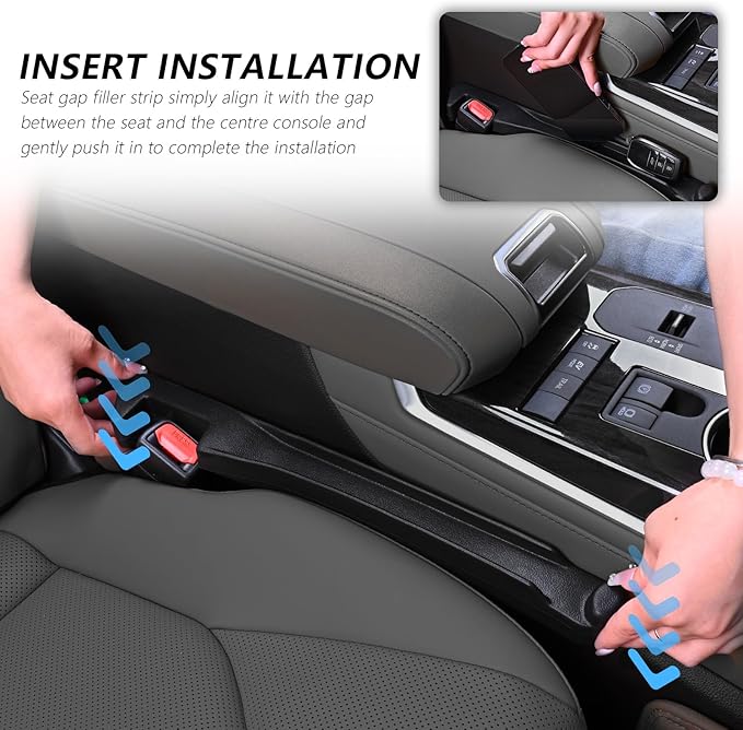 3 in 1 Car Seat Gap Filler Organizer,2PCS Multifunctional Car Seat Gap Plug with Storage Slot & Hook Function,Anti-Drop Cars Gaps Seats Filler Cars Clutter Catcher for SUVs Trucks
