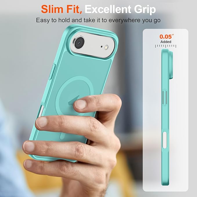 SUPFINE Magnetic for iPhone Air Case (Compatible with MagSafe)(Military Grade Drop Protection) Slim Translucent Matte Shockproof with Anti-Fingerprint Phone Cover for 17 Air,Blue Green