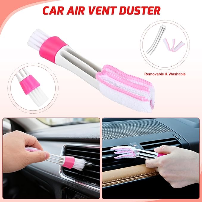 Nilight 15PCS Car Detailing Kit Auto Cleaning Tools Wash Set with Storage Carry Bag Beginners Easy to Use for Interior Exterior Car Care Clean Windshield Dashboard Seat Air Vents Wheels Tires, Red