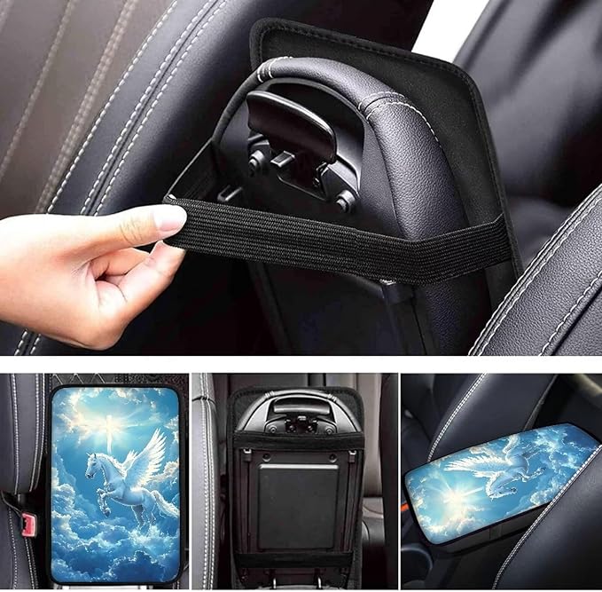 Horse Cross Armrest Cover Pad Soft Car Center Console Armrest Cushion Cover for Vehicle SUV Truck Car Auto Accessory