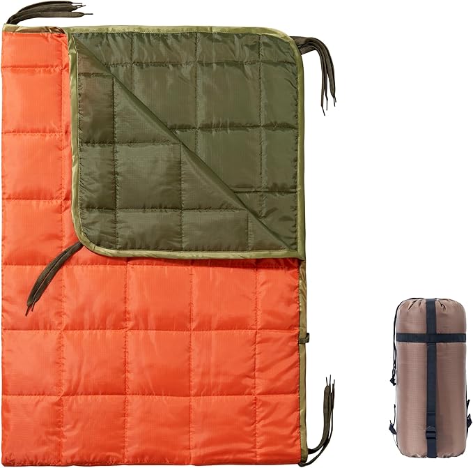 Camo Poncho Liner, Army Blanket, Military Sleeping Bag, with A Compression Carrying Bag, for Traveling, Hiking, Camping, Outdoor Survival, Car Blanket