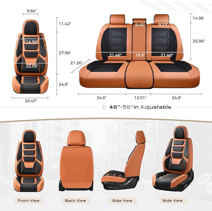 Coverado Car Seat Covers, Front Covers for Cars, Car Seat Cover Front Seats, Automotive Seat Cover, Waterproof, Leather Car Seat Cushion, Universal Interior Covers Seat Protectors for Most Cars