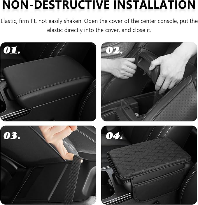 Upgraded Car Center Console Cover,Microfiber Leather Car Armrest Cover Cushion with 2 Storage Bags,Universal Cars Armrest Storage Box Cars Interior Accessories for Most Vehicles (Red)