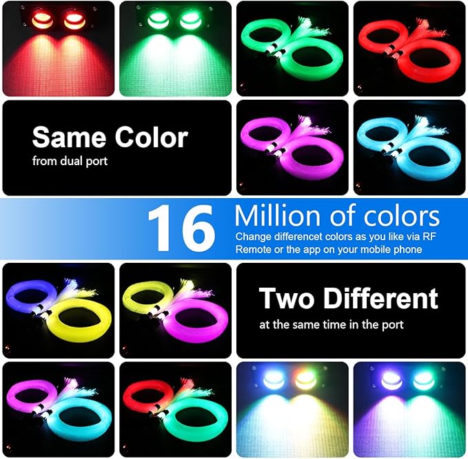 AZIMOM Dual Color 32W Sound-Activated Mix860pcs Fiber Optic Starlight Headliner Kits 13.1ft Fiber Strands APP/Bluetooth Remote Control Star Ceiling Car Home Roof Decor